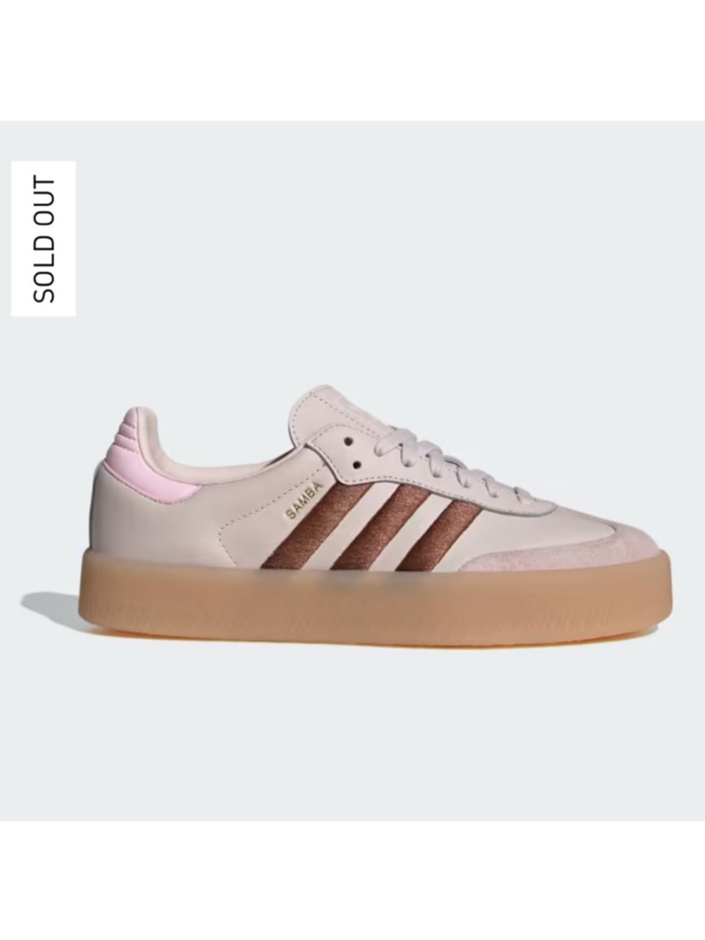 NWT Adidas Sambae platform gum sneakers putty mauve pink brown - Picture 4 of 10